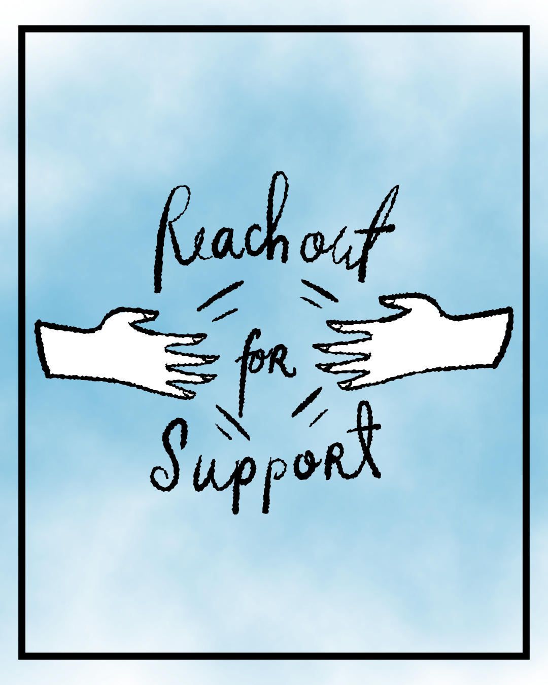 Illustration of two hands reaching toward each other with the text 
